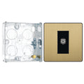 BG Evolve Satin Brass Co-Axial Socket Outlet PCDSB60B with 25mm Steel Back Box