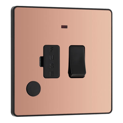 BG Evolve Polished Copper 13A Flex Outlet Neon Switched Fused Connection Unit PCDCP52B with 25mm Steel Back Box