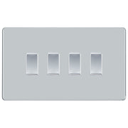 BG Polished Chrome Screwless 4 Gang Intermediate Switch Double Format Custom by British General (BG-SCL-PC-4G-CUSTOM-4x INT SWITCH)