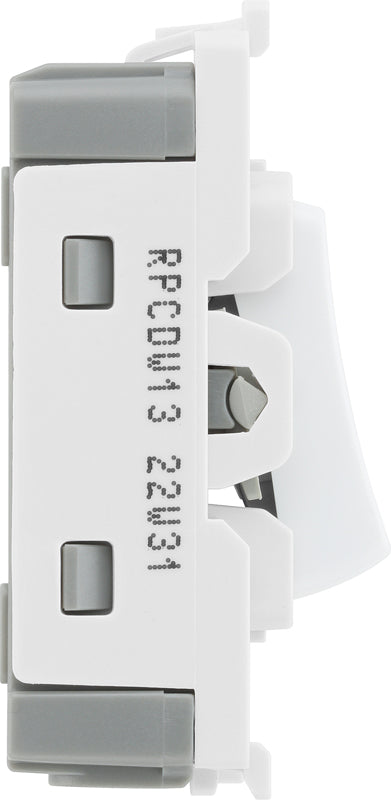 BG RPCDW13 Evolve Grid White 20A 20AX Intermediate 1 Pole Switch Module by British General (BG-RPCDW13)