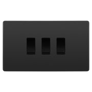 BG Evolve Black Chrome 3 Gang Custom Grid Switch 1x Intermediate 2x 2 Way Switch by British General (BG-Evolve-BC-3G-CUSTOM-1x-INT-2x-2WAY-SP)