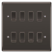 BG Black Nickel 8 Gang Engraved Custom Labelled Appliance Grid Switch by British General (BG-BLACK-NICKEL-CUSTOM-8GANG-SWITCH)