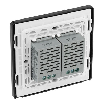 BG Evolve Satin Brass Double Secondary Touch Dimmer Switch PCDSBTDS2B with 35mm Steel Back Box