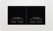 BG Evolve Pearl White 4G Euro Plate with 2X USB-A Dual Chargers Black Insert by British General (BG-PCDCLEMR4W+EMUSB3B)