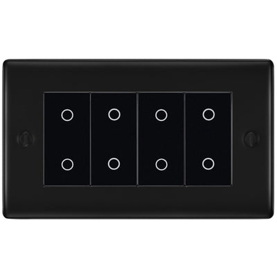 BG Nexus Matt Black Quad Master Touch Dimmer Switch Black Inserts NFBTDM4B by British General (BG-NFBTDM4B)