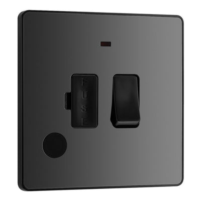 BG Evolve Black Chrome 13A Switched Spur with Neon and Flex Outlet PCDBC52B with 35mm Steel Back Box