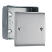 BG Nexus Brushed Steel Single Blanking Plate with Surface Pattress Back Box by British General (BG-NBS94+MC501)