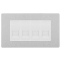 BG Evolve Brushed Steel 4 Gang Master Telephone Socket, Screw Terminal - White Insert
