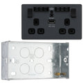 BG Evolve Matt Grey Double USB Socket with WiFi Extender PCDMG22UWRB with 35mm Steel Back Box