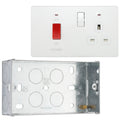 BG Evolve Pearlescent White 45A Switch 13A Switched Socket Cooker Control Unit PCDCL70W with 35mm Steel Back Box