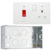 BG Evolve Pearlescent White 45A Switch 13A Switched Socket Cooker Control Unit PCDCL70W with 35mm Steel Back Box