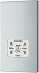 BG FPC20W Nexus Screwless Flat-Plate Shaver Socket Outlet Polished Chrome White Insert Dual Voltage 115V - 230V