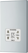 BG FPC20W Nexus Screwless Flat-Plate Shaver Socket Outlet Polished Chrome White Insert Dual Voltage 115V - 230V by British General (BG-FPC20W-Shopify-SA_1)