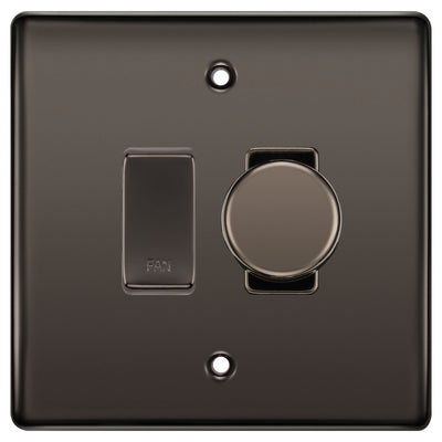 BG Black Nickel 2 Gang Light Switch 1x Trailing Edge LED Dimmer 1x 2 Way Switch by British General (NEXUS-BN-2G-CUSTOM-1x DIMMER-1x 2WAY)