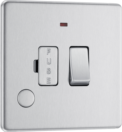 BG Electrical FBS53 Nexus Screwless Flat-Plate Switched Fused Connection Spur Unit Flex Outlet Brushed Steel Neon 13A