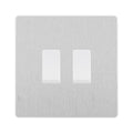 BG Evolve Brushed Steel 2 Gang Light Switch 1x Intermediate 1x 2 Way Custom Grid Switch