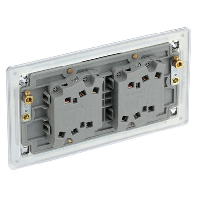 BG Screwless Polished Chrome 20A 16AX 2 Way Quadruple Light Switch FPC44 with 35mm Steel Back Box