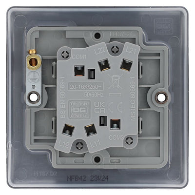 BG Nexus Matt Black 20A 16AX 2 Way Double Light Switch NFB42 with 25mm Steel Back Box