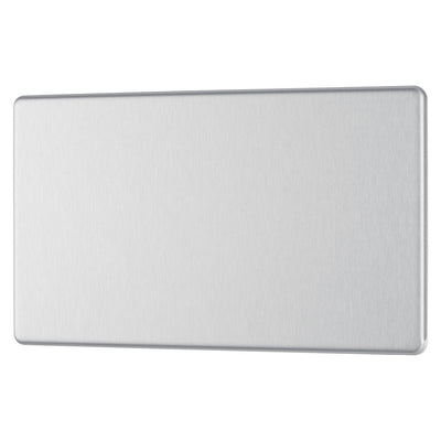 BG Screwless Brushed Steel Double Blank Plate FBS95 with 25mm Steel Back Box