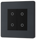 BG Evolve PCDMGTDM2B Matt Grey 2 Gang 200W Edge Dimmer - Black Insert