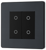 BG Evolve PCDMGTDM2B Matt Grey 2 Gang 200W Edge Dimmer - Black Insert by British General (BG-PCDMGTDM2B-Shopify-SA_1)