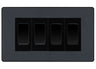BG Evolve Matt Grey 4 Gang Intermediate Light Switch Custom Grid - Black Insert by British General (BG-Evolve-MG-4G-Combo-4x INT-BL)
