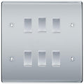 BG Polished Chrome 6 Gang Intermediate Custom Grid Light Switch with Back Box Included