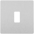 BG RPCDBS1W Evolve Grid Brushed Steel 1 Module Square Front Plate - White Trim