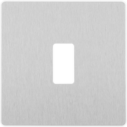 BG RPCDBS1W Evolve Grid Brushed Steel 1 Module Square Front Plate - White Trim by British General (BG-RPCDBS1W-Shopify-SA_1)