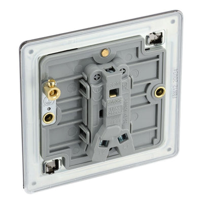 BG Screwless Black Nickel 20A 16AX 2 Way Single Light Switch FBN12 with 25mm Steel Back Box