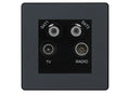 BG Evolve Matt Grey TV/FM/2x SAT Quadplex Socket – Black Insert