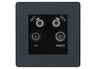 BG Evolve Matt Grey TV/FM/2x SAT Quadplex Socket – Black Insert by British General (BG-PCDMGTVFMSAT2B)