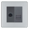 BG Screwless Polished Chrome TV Aerial & Secondary Telephone Socket - Grey Insert by British General