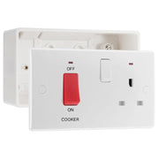BG Nexus 45A DP Cooker Control Unit Socket Neon with 50mm Surface Pattress Box by British General (BG-870+878)