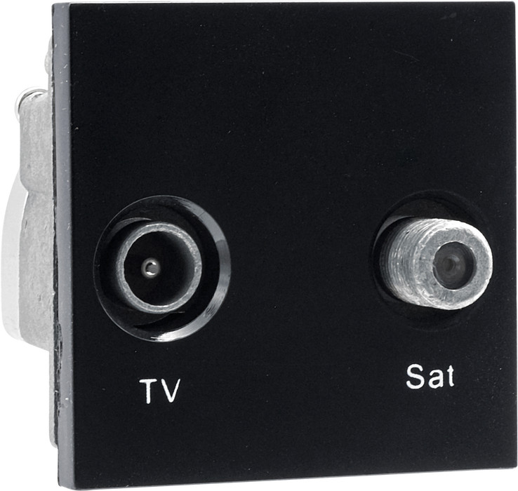 BG EMTVSATB Black 2 Module 1x IEC TV 1x Satellite Euro Module Screened Outlet