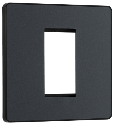 BG Evolve PCDMGEMS1B Matt Grey 1 Euro Module Front Plate - Black Insert