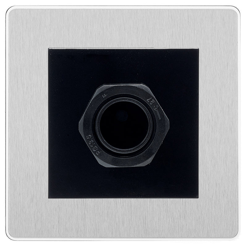 BG Evolve Brushed Steel 45A Flex Outlet Euro Module | Black Insert