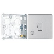 BG Screwless Brushed Steel 13A Unswitched Spur + Cable Outlet FBS55 with 25mm Steel Back Box by British General (BG-FBS55+HGS02)