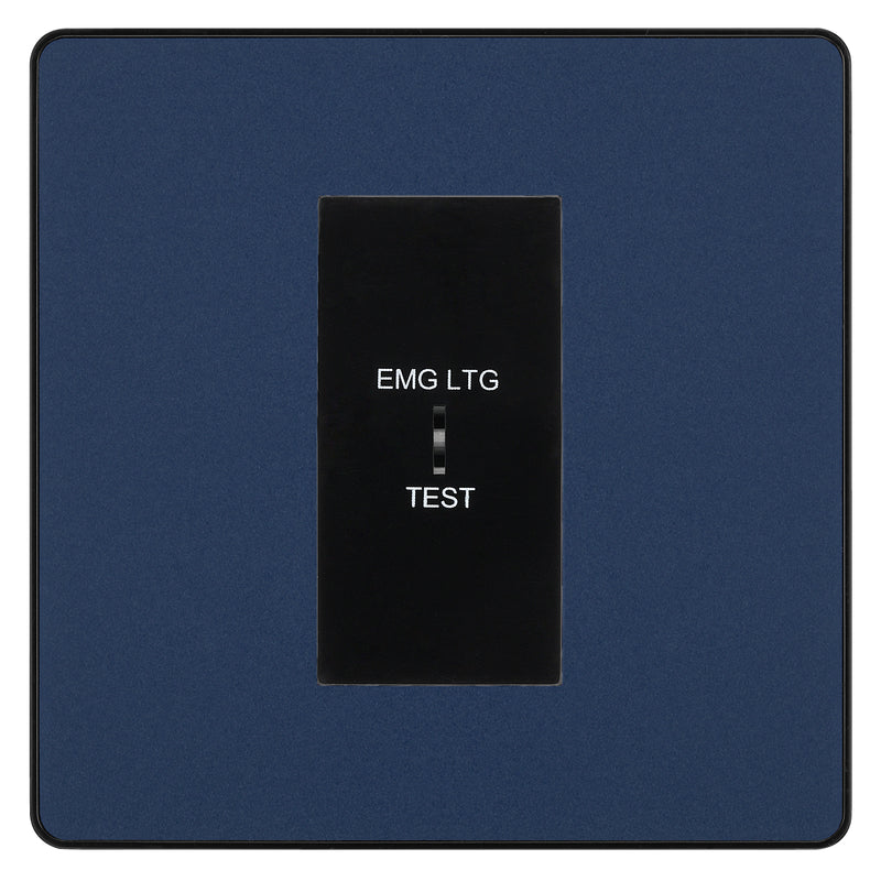 BG Evolve Matt Blue 20AX 2 Way Emergency Lighting Test Key Switch - Key Included - Black Insert