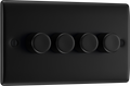 BG NFB84 Nexus Metal Matt Black 4 Gang 200W 2 Way Push On-Off Intelligent LED Dimmer Switch