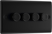 BG NFB84 Nexus Metal Matt Black 4 Gang 200W 2 Way Push On-Off Intelligent LED Dimmer Switch by British General (BG-NFB84-Shopify-SA_1)