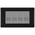 BG Nexus Matt Black 4 Gang RJ11 Telephone Socket Euro Module - Grey Insert
