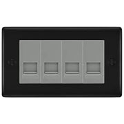 BG Nexus Matt Black 4 Gang RJ11 Telephone Socket Euro Module - Grey Insert by British General (BG-NFBRJ114G)