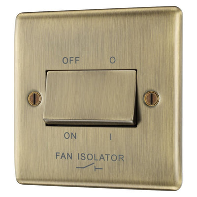 Antique Brass 10A Triple Pole Fan Isolator Switch & Surface Pattress Back Box