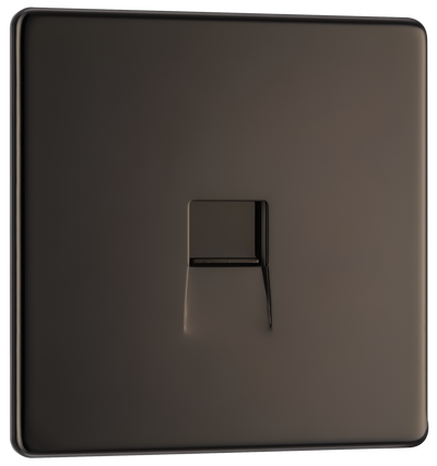 Newlec British General FBNBTM1 Nexus Flatplate Screwless Black Nickel 1 Gang Master Telephone Socket