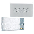 BG Screwless Polished Chrome 200W 2 Way Quadruple Trailing Edge Dimmer Switch FPC84 with 25mm Steel Back Box