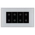 BG Nexus Screwless Polished Chrome Quad Secondary Touch Dimmer Switch Black Inserts FPCTDS4B