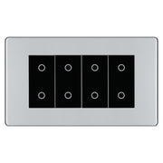 BG Nexus Screwless Polished Chrome Quad Secondary Touch Dimmer Switch Black Inserts FPCTDS4B by British General (BG-FPCTDS4B)