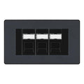 BG Evolve Matt Grey 3 Gang RJ45 Cat6 Data Socket Outlet Black Inserts
