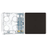BG Screwless Black Nickel Single Blank Plate FBN94 with 35mm Steel Back Box by British General